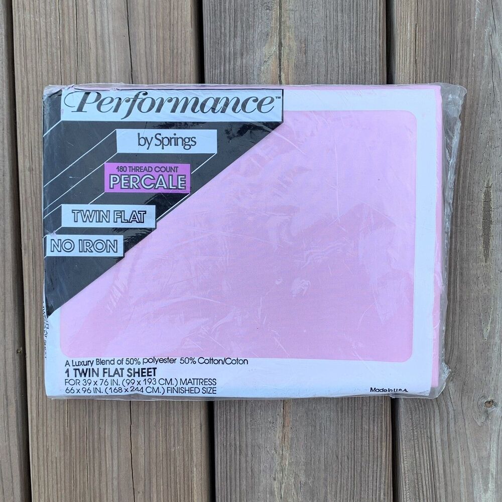 Performance by Springs Twin  Flat sheet No Iron  180 Percale NOS English Rose
